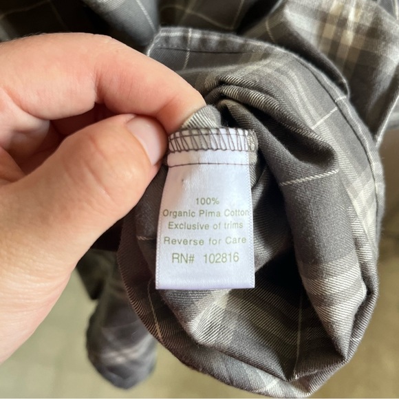 Garnet Hill Grey Plaid Button Down Dress Size 8 Organic Pima Cotton Classic - Picture 4 of 7